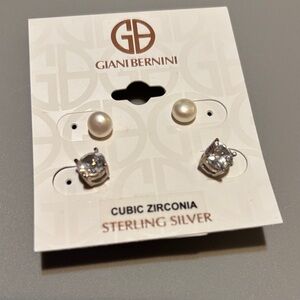 Giani Bernini Silver and White Earrings Set